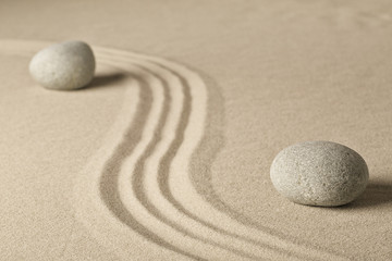 zen meditation sand and stone for spiritual balance and harmony..