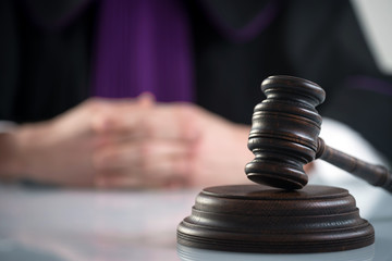 justice and law concept.  judge in a courtroom with the gavel,  