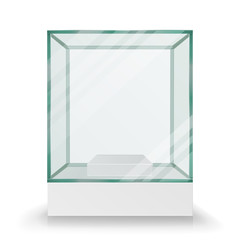 Empty Transparent Glass Box Cube Vector. For Exhibition And Presentation. In Form Of Cube.