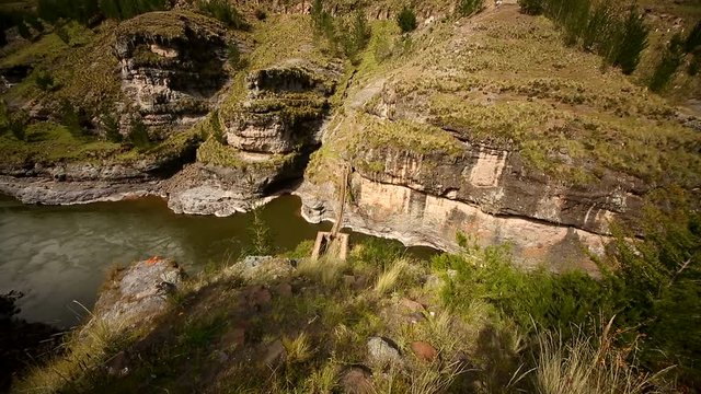  river Apurimac in Peru, South America. Here with the grass bridge Q'Eswachaka