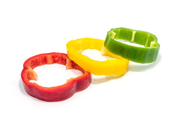 Slices of bell pepper isolated.