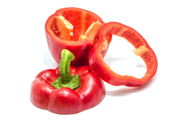 Fresh red bell peper on white background.
