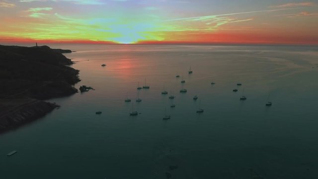 Coucher de soleil vue a&eacute;rienne drone