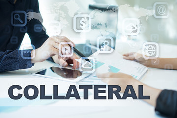 collateral on virtual screen. Business, technology and internet concept.