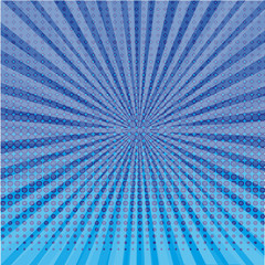Pop art style halftone explosion with light rays.