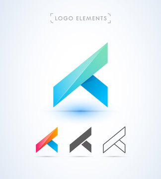 Abstract origami letter A, X, Y logo template. Application icon and corporate identity set.