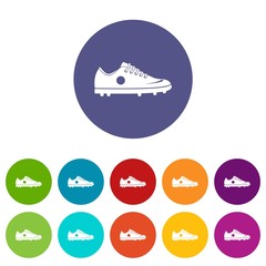 Soccer shoe icons set flat vector