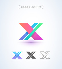 Abstract origami letter X logo template. Application icon and corporate identity set.