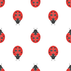 Obraz na płótnie Canvas Vector flat style seamless pattern with ladybug