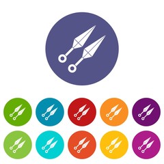 Pair of Sai icons set flat vector