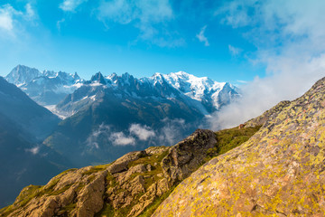 Fototapeta na wymiar Beautiful landscape in the French Alps near Mont Blanc, Europe.