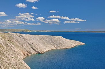 The Adriatic sea and the cliffs in Sunny weather, Croatia