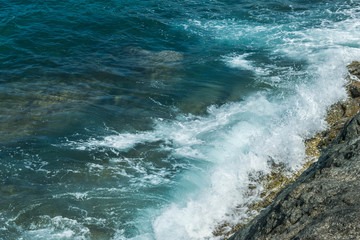 Waves in ocean Splashing Waves Andaman Phuket Thailand