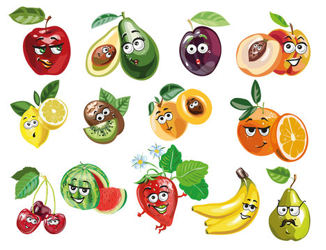 Cute Fruit characters vector