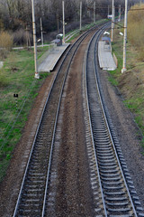 Fototapeta premium Empty railroad, top view from the bridge