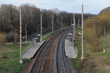 Fototapeta na wymiar Empty railroad, top view from the bridge