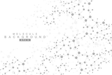 Structure molecule and communication. Dna, atom, neurons. Scientific concept for your design. Connected lines with dots. Medical, technology, chemistry, science background. Vector illustration.