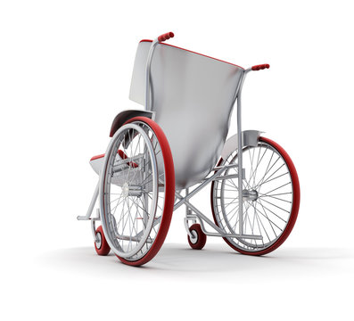 Rear view of a green modern wheelchair