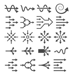 Transition icon set. From complex to simple and back. Arrow diagrams for transformation process. Isolated vector illustration.