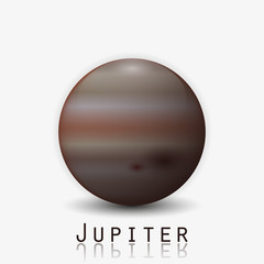 Jupiter planet 3d vector illustration isolated on white background.