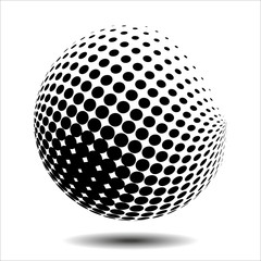 Set abstract halftone 3D spheres. Dotted spot vector design elements.