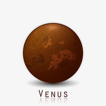 Venus planet 3d vector illustration isolated on white background.