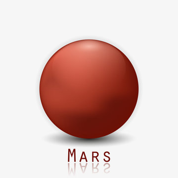 Mars planet 3d vector illustration isolated on white background.