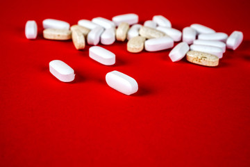 Fototapeta na wymiar Pills ,tablets and stethoscope on white background
