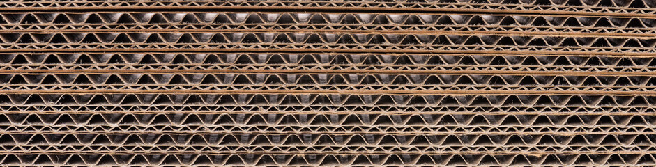 Close up of side view of a corrugated cardboard background