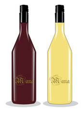 Bottles of red and white wines