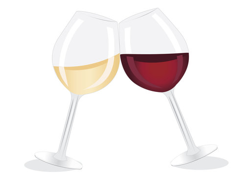 Glass of red and white wines.