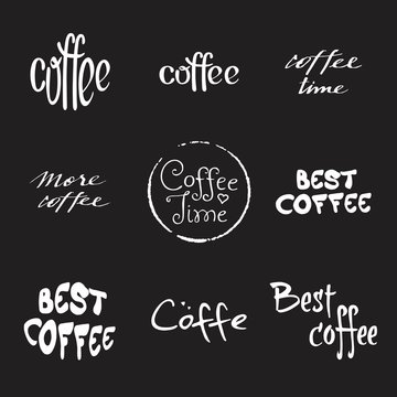 Hand drawn lettering with coffee theme.