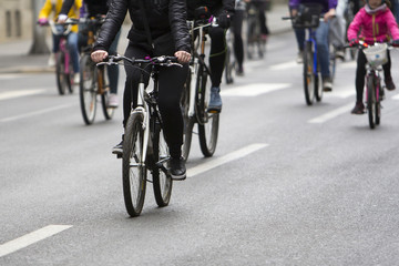 Naklejka na ściany i meble Group of cyclist during the street race