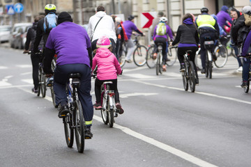 Naklejka na ściany i meble Group of cyclist during the street race