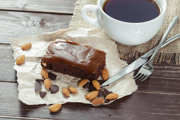 cake on old wooden background