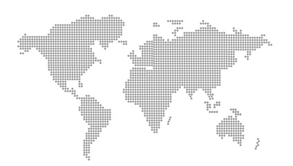 Fototapeta na wymiar World map isolated on white background.