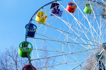 Ferris Wheel Over Blue Sky