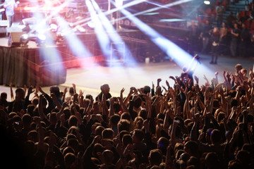 crowd at a rock concert spotlight background blur