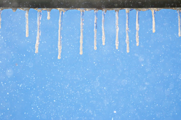 icicles background blue winter snow