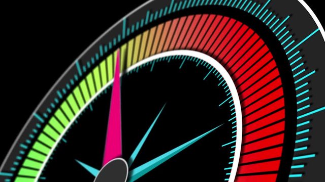 Indicator shows the maximum high speed acceleration motion blur. 4K UHD animation seamless loop video.