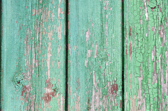 Fototapeta Old boards in green paint