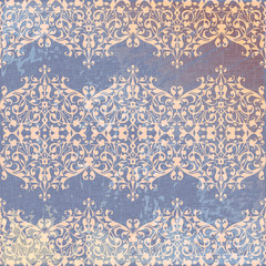 Violet burlap seamless pattern background vector, beige abstract swirls in retro style