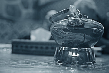 Green tea in a cafe decorations