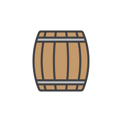 Wooden keg, barrel filled outline icon, line vector sign, linear colorful pictogram isolated on white. Symbol, logo illustration. Editable stroke. Pixel perfect
