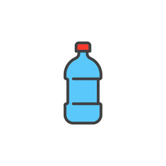 Plastic bottle of water filled outline icon, line vector sign, linear colorful pictogram isolated on white. Symbol, logo illustration. Editable stroke. Pixel perfect