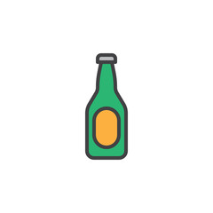 Beer bottle filled outline icon, line vector sign, linear colorful pictogram isolated on white. Symbol, logo illustration. Editable stroke. Pixel perfect