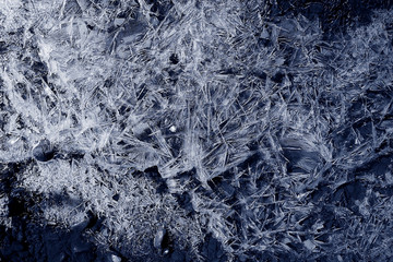 Transparent ice crystals texture cracked background