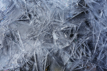 Transparent ice crystals texture cracked background
