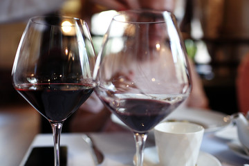 decoration of the table in the Italian restaurant