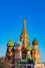 Fototapeta na wymiar St. Basil's Cathedral. Cathedral against the blue bright bright blue sky.